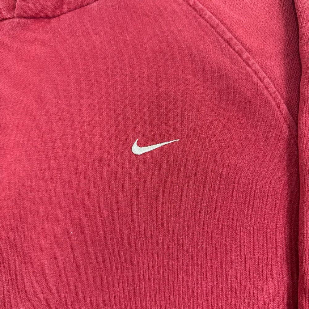 Vintage 90s y2k Red Nike Hoodie Embroidered Swoosh Men's L Sweatshirt Silver Tag - Picture 2 of 6